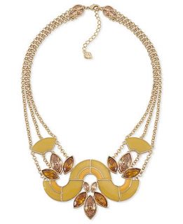 Carolee Necklace, Gold tone Glass Stone Frontal Necklace   Fashion