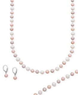 Sterling Silver Set, Tin Cup Multicolor Cultured Freshwater Pearl