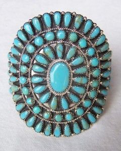 Gorgeous Navajo Larry Moses Begay Sterling Silver Turquoise Cluster