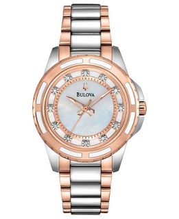 Bulova Watch, Womens Diamond Accent Two Tone Stainless Steel Bracelet