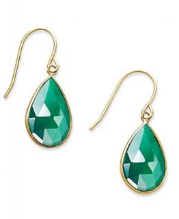 10k Gold Earrings, Pear Cut Green Onyx Teardrop Earrings (7 ct. t.w.)