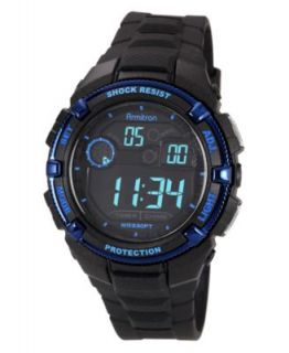 Armitron Watch, Mens Digital Black Polyurethane Strap 40mm 40 8240BLU