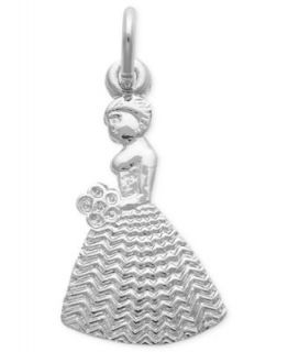 Sterling Silver Charm, Crystal Accent Bell Charm