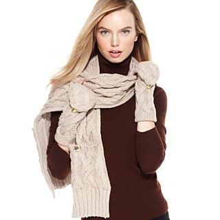 Calvin Klein Chunky Cable, Knit Scarf and Arm Warmers   Handbags