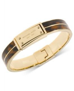 Michael Kors Bracelet, Gold Tone Tortoise Logo Plate Hinged Bracelet