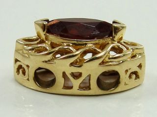 Victorian Era Style Bracelet Slide Charm Garnet Marquis Cut