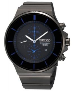 Seiko Watch, Mens Black Ion Finish Stainless Steel Bracelet 42mm