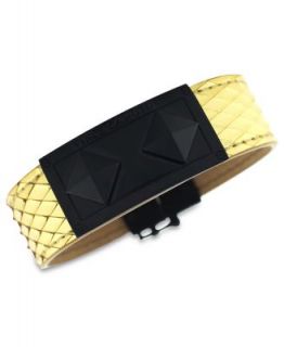 Vince Camuto Bracelet, Gold Tone Leather Pyramid Stud Magnetic Snap
