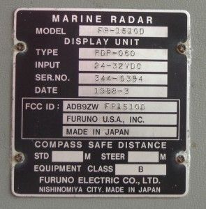 Furuno Marine Radar Fr 1510D Display Unit RDP 060 Scanner Unit C2P7N2N