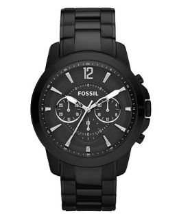 Fossil Watch, Mens Chronograph Grant Black Ion Plated Stainless Steel