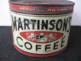 Vintage Coffee Tin Martinsons 1 lb Key Opened