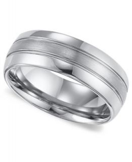 Triton Mens White Tungsten Carbide Ring, Comfort Fit Wedding Band
