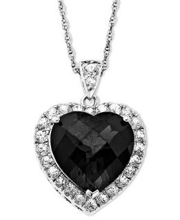Sterling Silver Necklace, White Topaz (1 1/6 ct. t.w.) and Onyx (9 ct