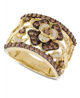 Le Vian 14k Rose Gold Ring, Chocolate and White Diamond Stripe (2 3/8