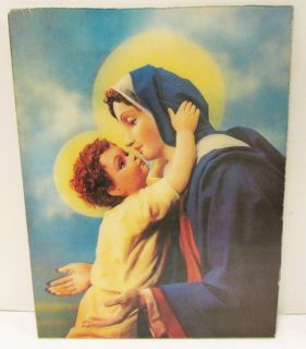 3D Lenticular Picture 1960s Virgin Mary Madonna Child Jesus Religious