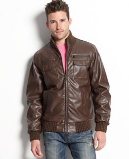 Buffalo David Bitton Jacket, Faux Leather Bomber Jacket