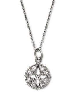 Diamond Necklace, Sterling Silver Diamond Tennis Racket Pendant (1/10