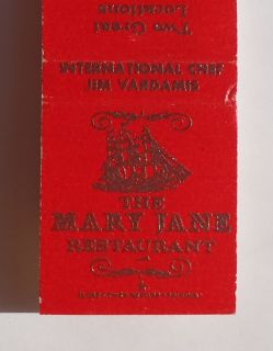 1960s Matchbook Mary Jane Jim Vardamis Bangor Bath Sailing SHIP Bar