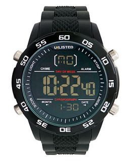 Unlisted Watch, Mens Digital Black Silicone Strap 49mm UL1208   All