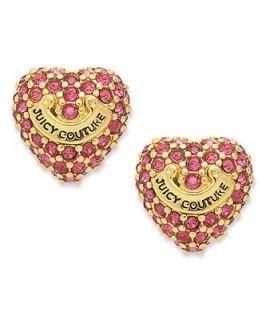 Juicy Couture Earrings, Gold Tone Heart Pave Stud Earrings