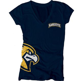 Marquette Golden Eagles Womens Navy Cossett Mascot Deep V Neck T