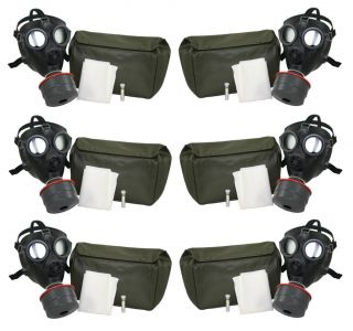 Swiss SM 74 Gas Masks 6 Filters 40mm 6 Bags Adult Size Military