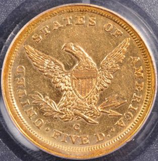 1842 C Liberty $5 PCGS AU 58