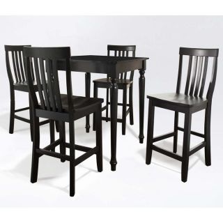 Piece Pub Dining Set Table w/ 4 Turned Leg School House Chairs