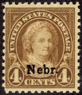 US 673 4¢ 1929 Martha Washington Nebr Overprint Fine NH