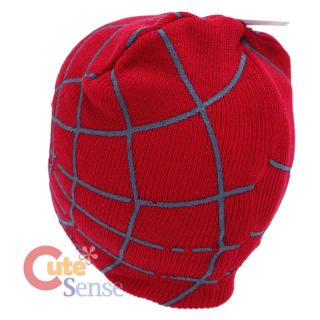 Marvel Spiderman Beanie Hat with Web Open Eyeholes One Size Knitted
