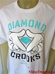 Diamond Supply Co Crooks Mens White s s Shirt Size XL Skate $30