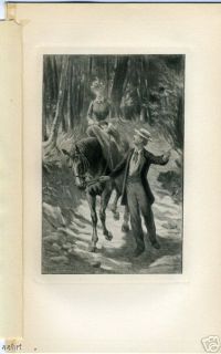 Man Leading Woman on Horse Riding BH 1896 Antique Print