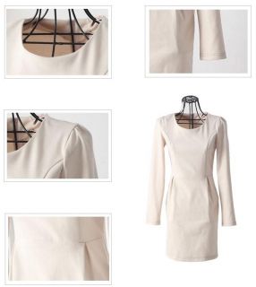 Traditional Beige Double sided thickening matt Long Sleeve Dress