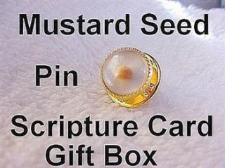 Gold Mustard Seed Tie Tac Lapel Collar Pin with Card
