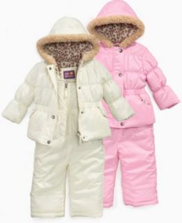 Pink Platinum Baby Snowsuit, Baby Girl Leopard Trim Snowsuit Bib and