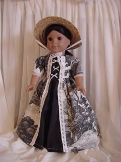 Colonial Felicity Dress Gown Fits 18 American Girl Doll
