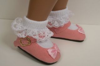 Pink Suede Mary Jane Doll Shoes for 16 17 Sasha♥