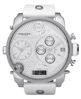 Diesel Watch, Chronograph White Leather Strap 65x57mm DZ7194   All