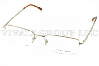 Burberry B 1068 B1068 Eyeglass Frames Gold Half Rim