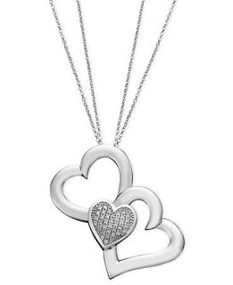 Treasured Hearts Diamond Necklace, Sterling Silver Diamond Three Heart