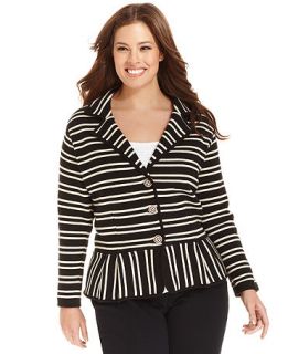 Style&co. Plus Size Jacket, Striped Peplum Blazer   Plus Sizes   