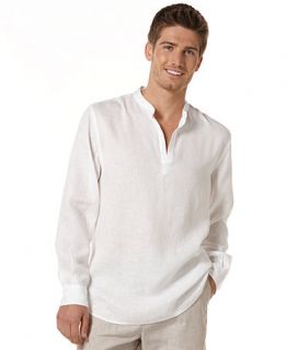 Perry Ellis Shirt, Linen Popover Shirt   Mens Casual Shirts