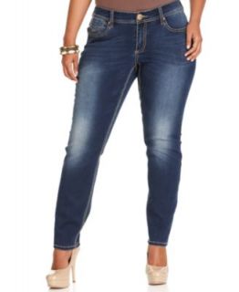 Seven7 Jeans Plus Size Jeans, Destructed Skinny, Dusty Blue Wash