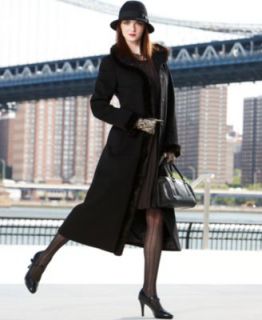 Ellen Tracy Coat, Faux Fur Trim Wool Blend Maxi