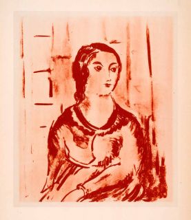 1941 Photolithograph Portrait Woman Maurice de Vlaminck Art Dress