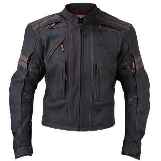 Mens Vulcan Armored Motorcycle Racing Matte Cowhide Leather Jacket M