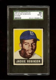 1948 Jackie Robinson Leaf Gum Co Rookie RC 79 SGC 88 8 NM MT