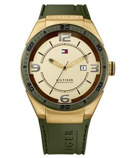 Tommy Hilfiger Watch, Mens Green Silicone Strap 1790808