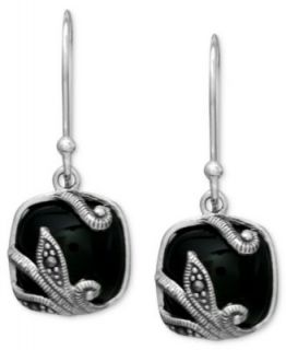 Genevieve & Grace Sterling Silver Earrings, Faceted Onyx (5 10mm) and