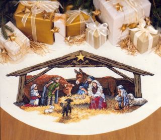 Dimensions Gold Counted Cross Stitch Kit 45 Tree Skirt Nativity Scene